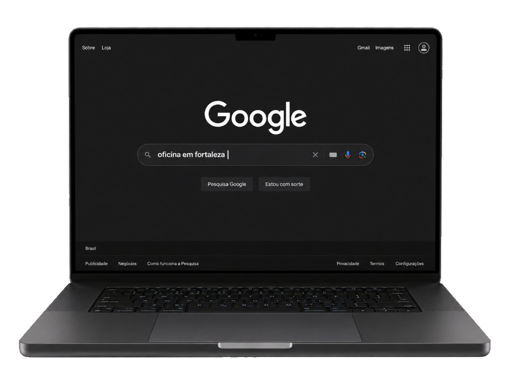 Notebook com tela do Google